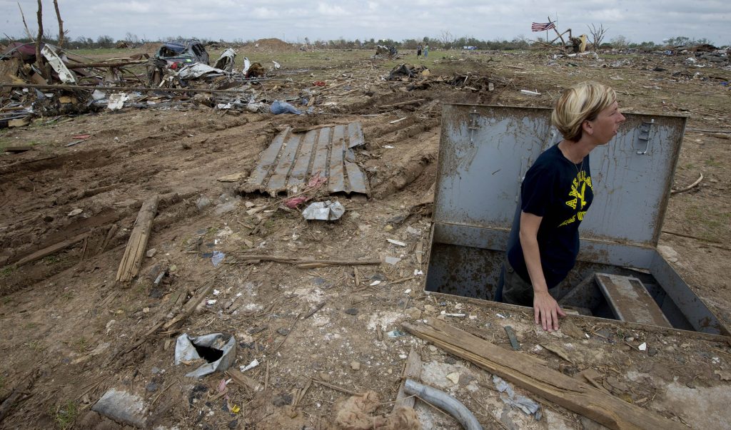 Tornado shelters offer the best protection .  Buried, reinforced safe rooms that  can be designed to fit your needs.